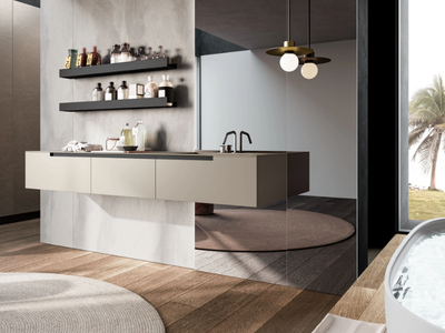 GOLA UP COMP. 3 - Wall-mounted vanity unit with drawers and shelves _ Birex