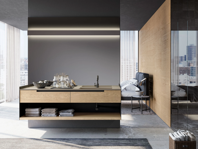 GOLA UP COMP. 5 - Single wall-mounted vanity unit _ Birex