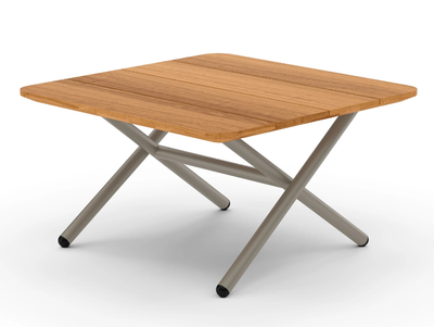 GARDA - Low iroko and aluminium coffee table _ Bivaq