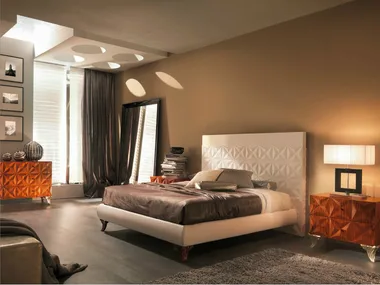 DIAMOND - Leather double bed _ Bizzotto Italia