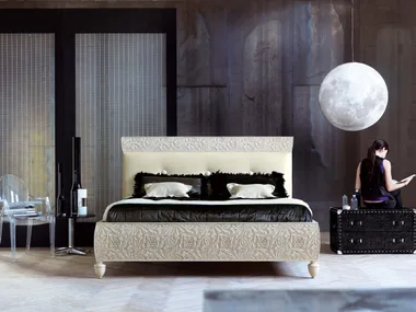 REBECCA - Double bed with upholstered headboard _ Bizzotto Italia