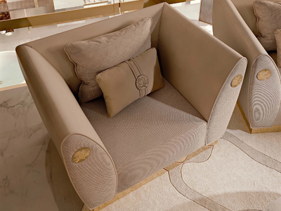SYMPHONY - Fabric armchair with armrests _ Bizzotto Italia