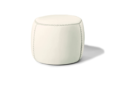 CASABLANCA - Round leather pouf _ Black Tie