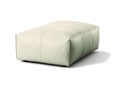 CUBO - Rectangular leather pouf _ Black Tie