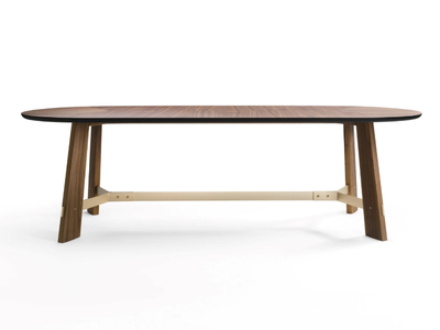 EDISON - Oval MDF and walnut table _ Black Tie