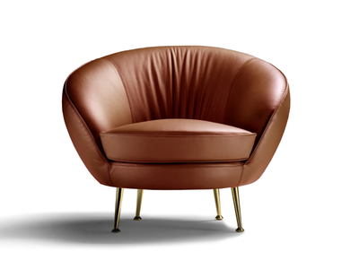 GIULIA - Leather armchair with armrests _ Black Tie