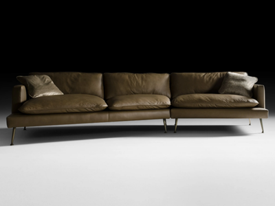 ISLAND - Modular sectional leather sofa _ Black Tie