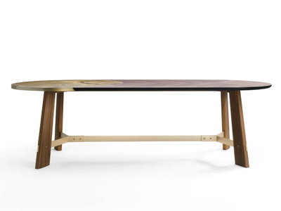 OPERA - Oval wooden and onyx table _ Black Tie