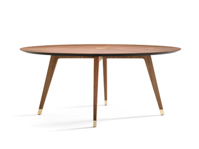 SANTIAGO - Round walnut table _ Black Tie