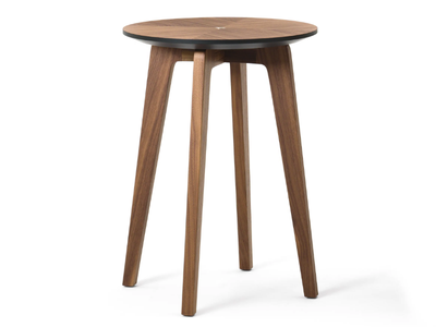 TOMMI - Round walnut high side table _ Black Tie