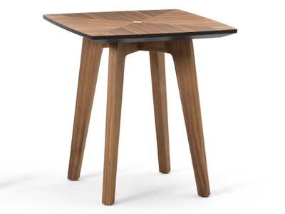 TOMMI - Square walnut high side table _ Black Tie