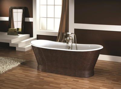 ANTICA HIDE - Freestanding oval tanned leather bathtub _ BLEU PROVENCE