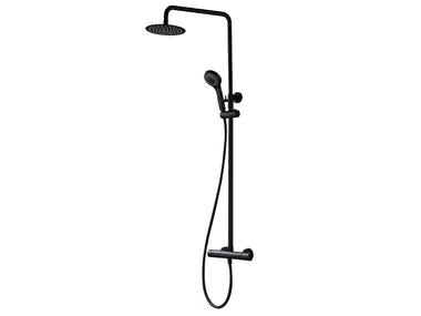 BLACK - Thermostatic wall-mounted shower panel with hand shower _ Blubbain