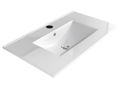 MOMA - Single porcelain washbasin with integrated countertop _ Blubbain