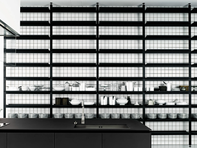 BROMPTON - Floor-ceiling mounted shelving unit