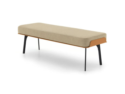 GABRI - Upholstered tanned leather and textile bench _ Bolzan