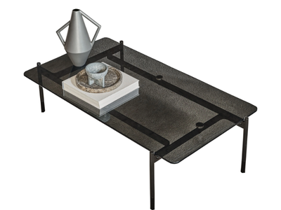 KAROL - Rectangular low crystal and steel coffee table _ Bontempi Casa