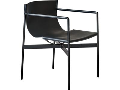 LUCREZIA - Tanned leather and steel chair with armrests _ Bontempi Casa