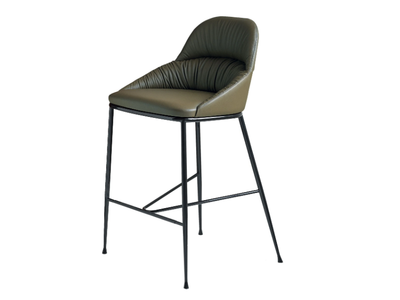 QUEEN - High leather stool with back _ Bontempi Casa