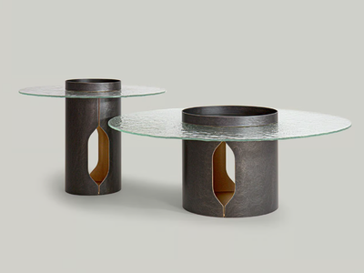ALISO - Round wood and glass coffee table _ Borzalino