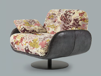 AYTON - Fabric armchair with leather armrests _ Borzalino
