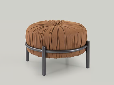 BONBON - Upholstered round leather pouf _ Borzalino