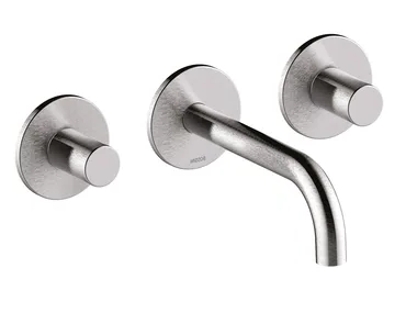 NOBU - INOX AISI 316L - 3 hole wall-mounted stainless steel washbasin tap _ Bossini