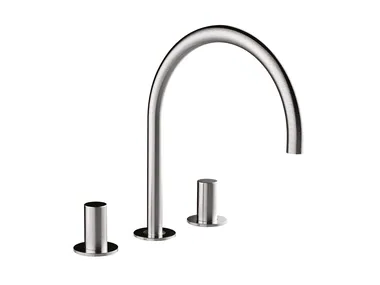 NOBU - INOX AISI 316L - Countertop 3 hole stainless steel washbasin tap _ Bossini