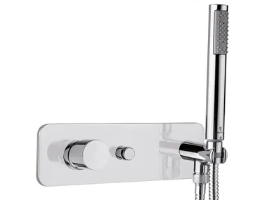 TEO - Chromed brass bathtub mixer with hand shower _ Bossini