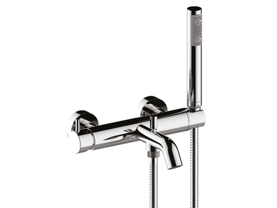 TEO - Chromed brass bathtub mixer with hand shower _ Bossini