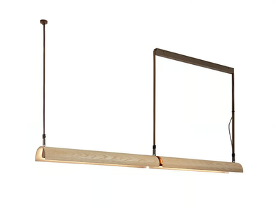 ALUET S/100/2L - LED steel and wood pendant lamp _ BOVER