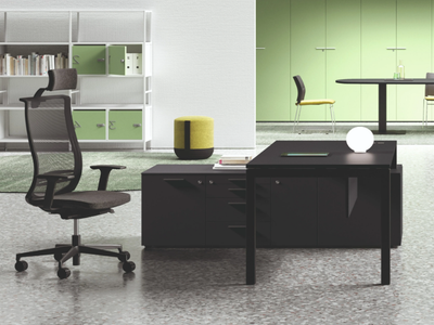 GATE - Sectional office desk with shelves with cable management _ Bralco