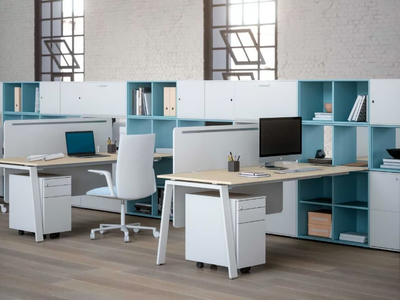 TAKE OFF - Multiple wooden office desk with shelves _ Bralco