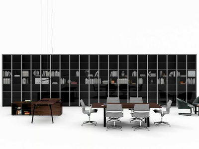 TAKE OFF - Open Modular tempered glass office shelving _ Bralco