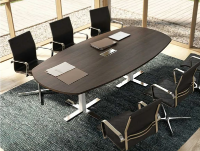 WINGLET - Melamine-faced chipboard meeting table with cable management _ Bralco