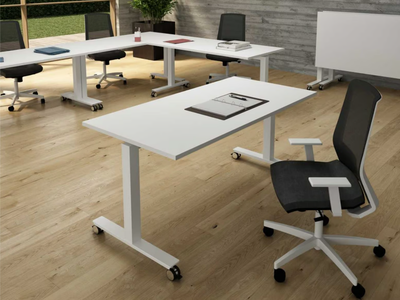 WINGLET - Melamine-faced chipboard office desk with flip-top with casters _ Bralco