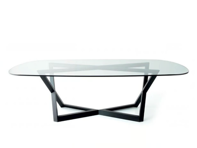BRIDGET - Oval oak table with crystal top _ BROSS