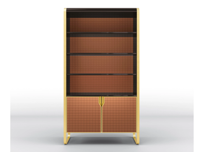 DAFNE - Freestanding bookcase in solid wood and leather _ BRUNO ZAMPA