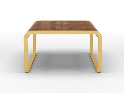 DEA - Rectangular side table in walnut and gold satin metal _ BRUNO ZAMPA