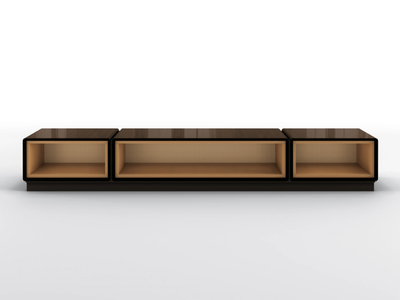 DEDALO - Low modular walnut TV cabinet _ BRUNO ZAMPA