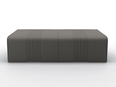 GREY - Upholstered rectangular leather pouf _ BRUNO ZAMPA