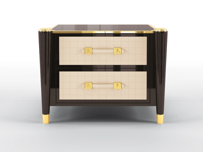 REMINGTON - Bedside table with drawers in lacquered wood and leather _ BRUNO ZAMPA