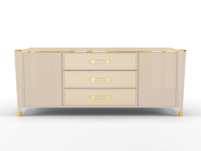 REMINGTON - Lacquered sideboard with drawers covered in leather _ BRUNO ZAMPA