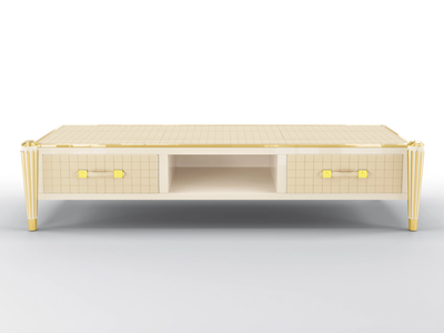 REMINGTON - Low TV cabinet with drawers covered in leather _ BRUNO ZAMPA