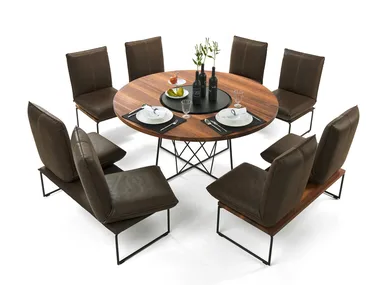 TABLO - Round steel and wood dining table _ Bullfrog