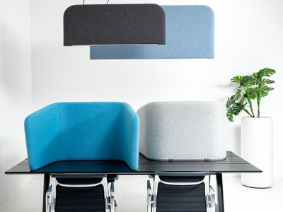 BuzziCocoon - Sound absorbing desktop partition / wall-mounted phone booth _ BuzziSpace