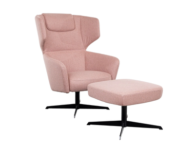 BuzziK - Swivel fabric armchair with armrests with 4-spoke base _ BuzziSpace