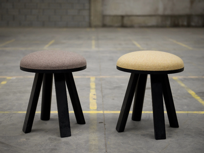 BuzziMilk - Low upholstered wooden stool _ BuzziSpace