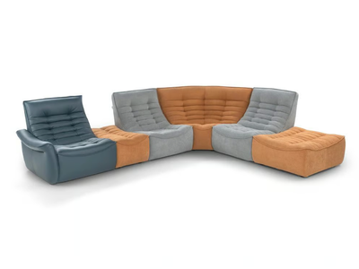 FOX TROT RELAX - Recliner sectional leather and fabric sofa _ Calia Italia