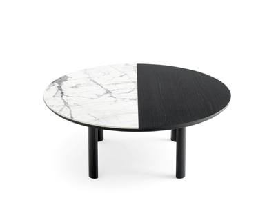 BAM - Round wood veneer and ceramic coffee table _ Calligaris